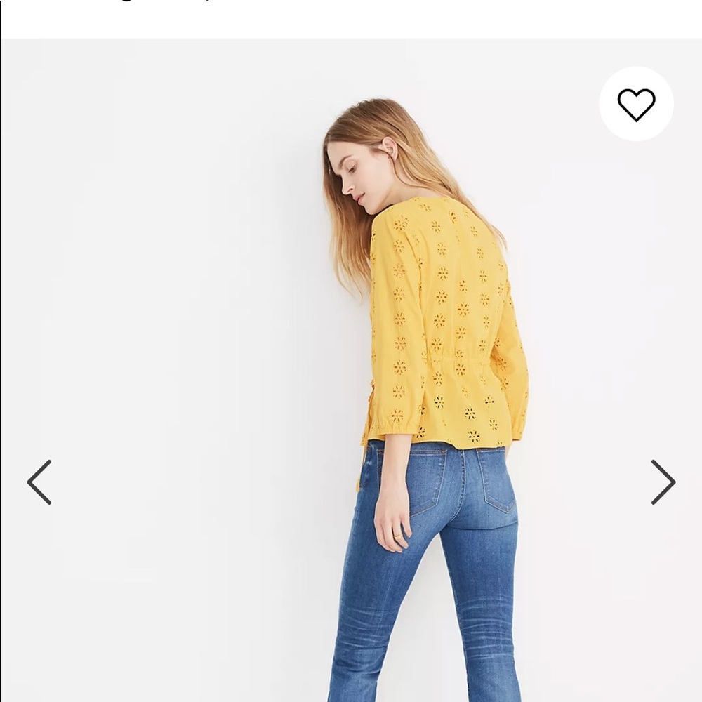 NWT 🌺 Madewell Scalloped Eyelet Wrap Top Sz M - Picture 3 of 9